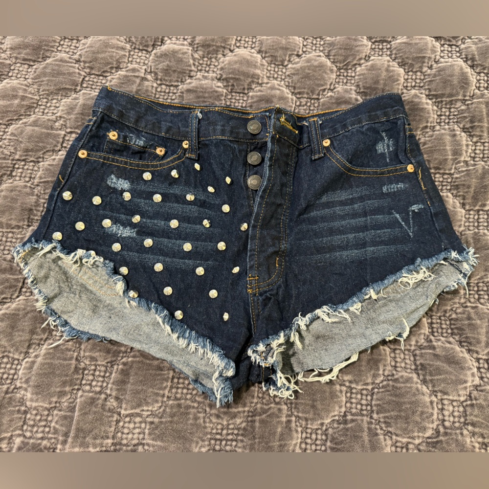 Studded Denim Shorts